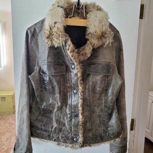 Leather jacket black distressed